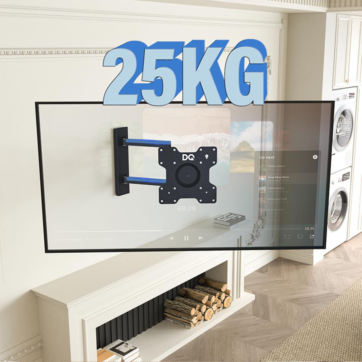 Rotate XL TV supporto da parete, si estende, gira, inclina, ruota, TV circa 24-50 pollici - 25kg, fino a VESA 200x200mm, supporto TV (Nero, 70 cm / 25 kg)
