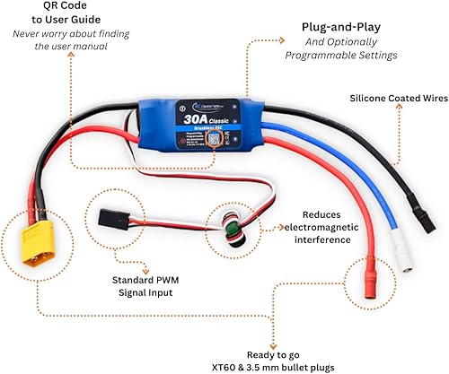 Miniatura 9 de Controlador de velocidad eléctrico RC 80A ESC para motores sin escobillas 5.5v 4A UBEC con XT90 y enchufes de bala de 0.157 in..