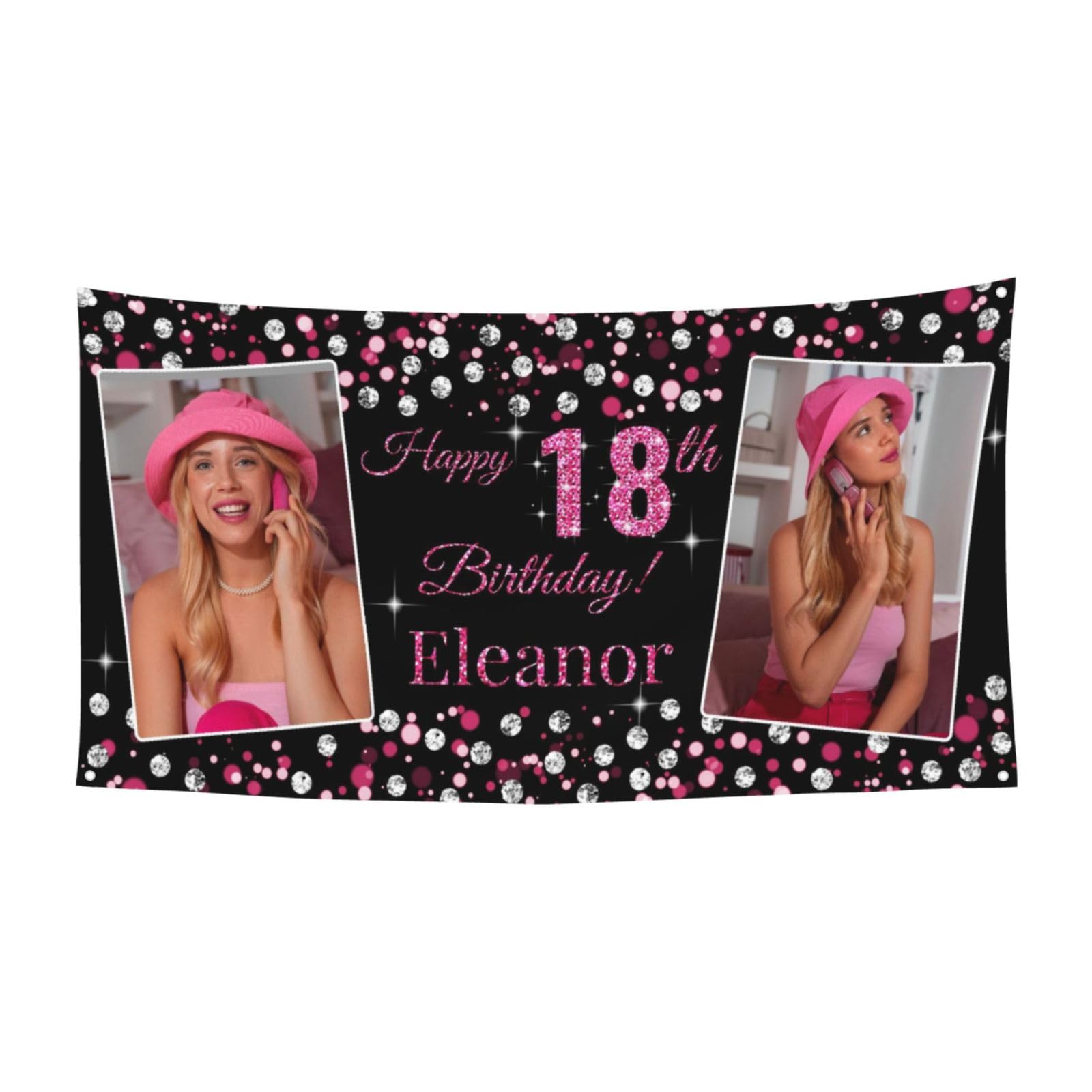 Personalised Birthday Banner Backdrop Background Poster Custom Face Photo Name Any Age Party Decor Celebration for Women Men Son Daughter 70 * 35inch