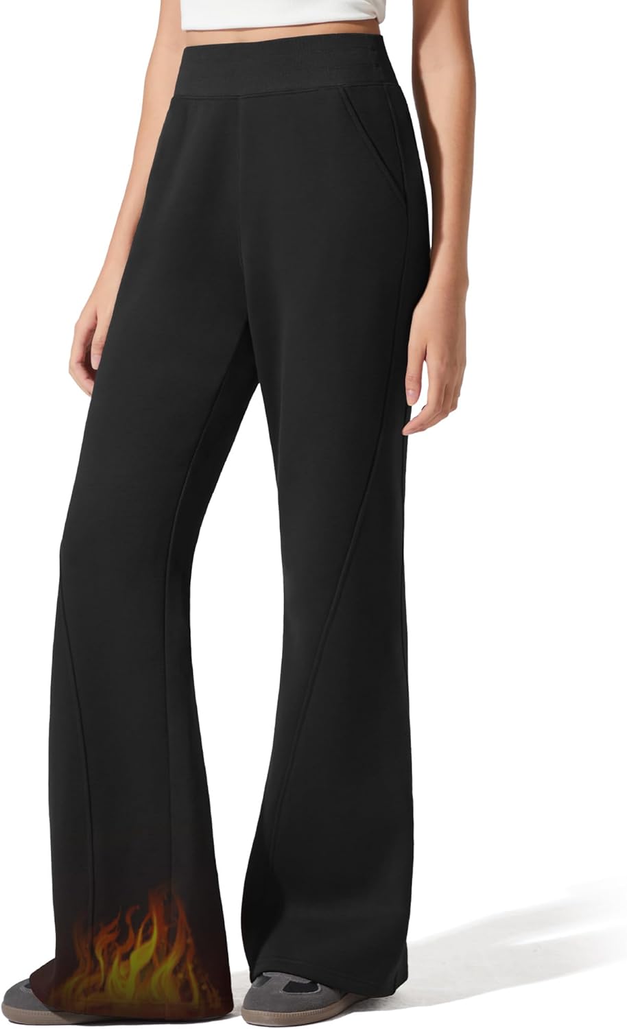 G4Free Flurrylux Fleece Lined Pants Women Cotton Loose Flare Sweatpants with Pockets Winter Casual