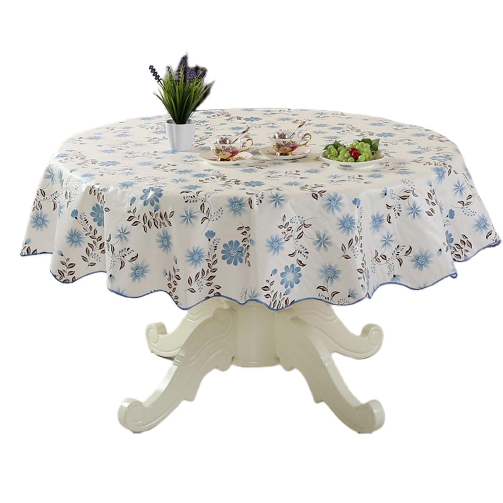 Nucelit Easy Care PVC Round Tablecloth with Colorful Floral Design Oilproof and Waterproofs Table Cloth for Various Occasion Table Covers