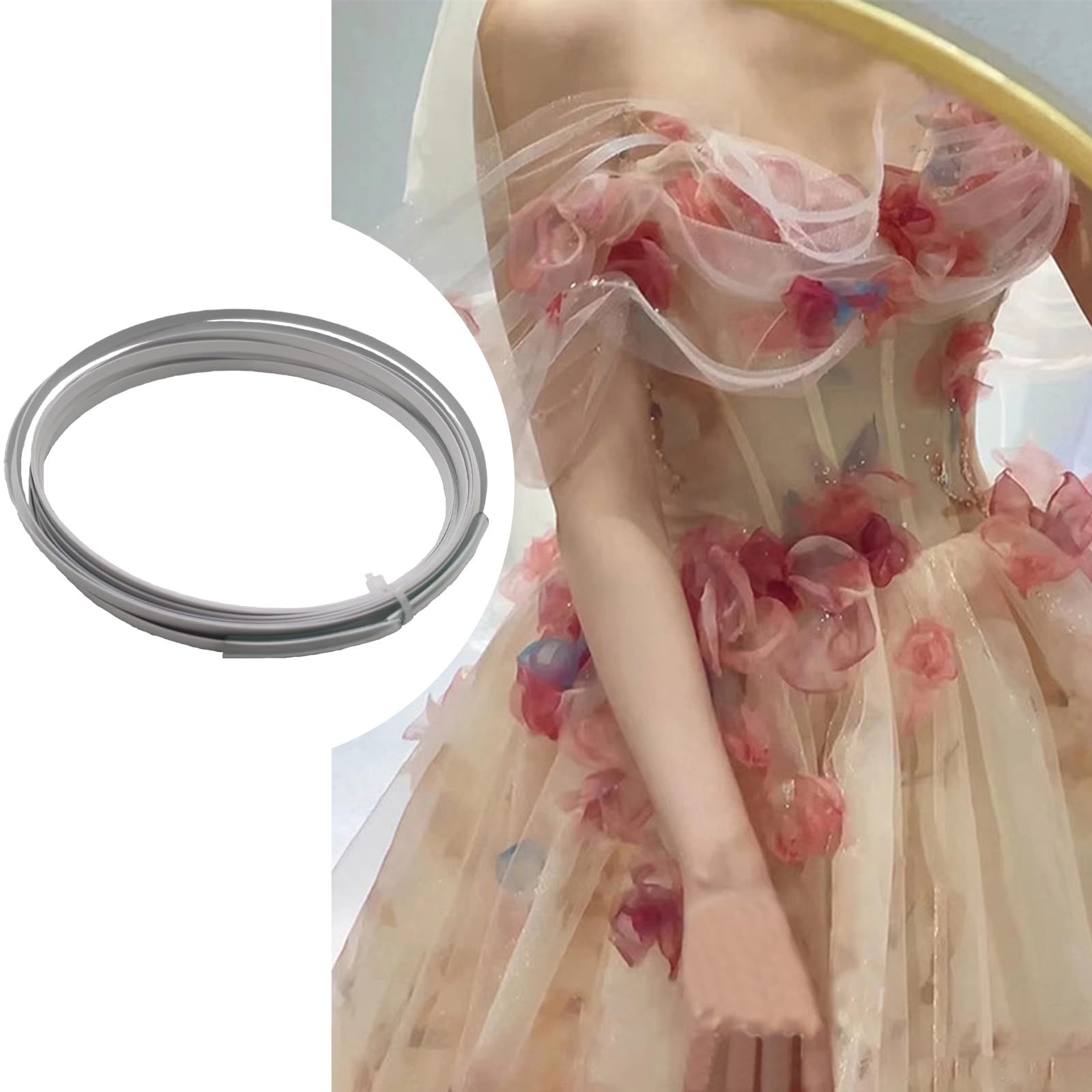 Deshuesado de metal de 11 yardas para coser varillas de acero para deshuesar de metal, corsé, soporte de deshuesado blanco de acero para vestidos de novia, vestidos, ropa moldeadora