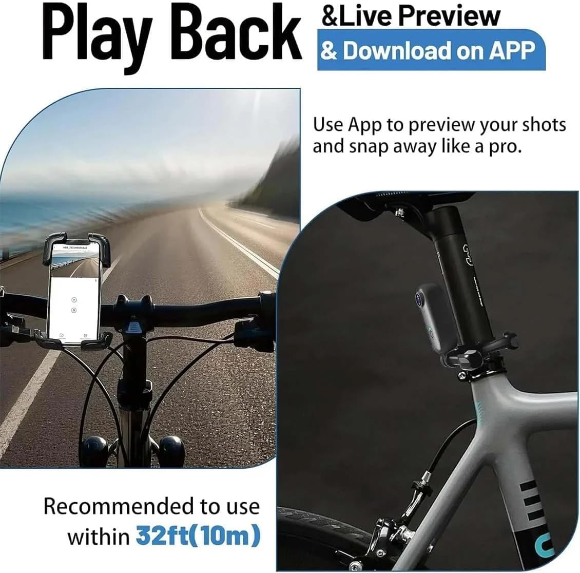 Mini Action Camera 4K WIFI Telecamera Sportiva POV 170° Wide-Angolo Impermeabile Camera Sport 360 Gradi Cam Con 64 GB Fotocamera Portatile Audio e Video Action Cam per Ciclismo, Moto, Vlog, Animali
