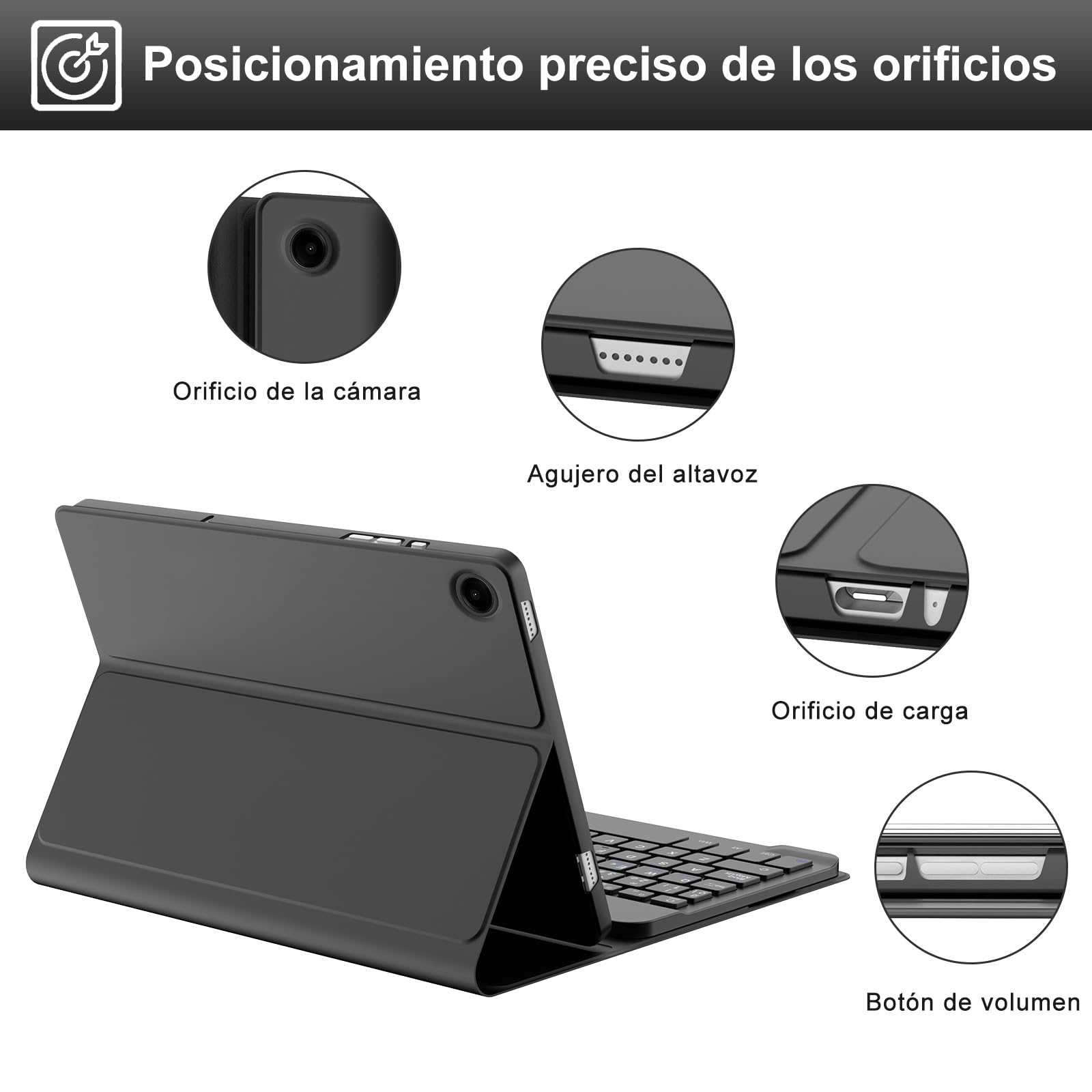 IVEOPPE Teclado Samsung Galaxy Tab A9 Plus 11 Pulgadas 2023, Funda Teclado Español Ñ Bluetooth Desmontable para Samsung Galaxy A9+ (SM-X210/X216/X218), Negro