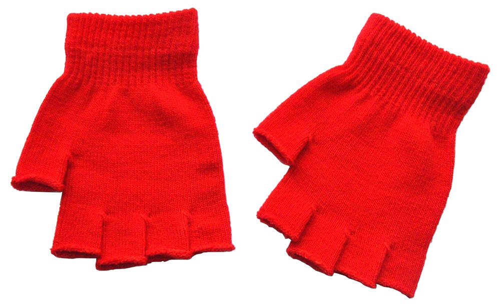 BOWKITEBoys and Girls Fingerless Gloves Winter Solid Knitted Texting Mitten 6" Length