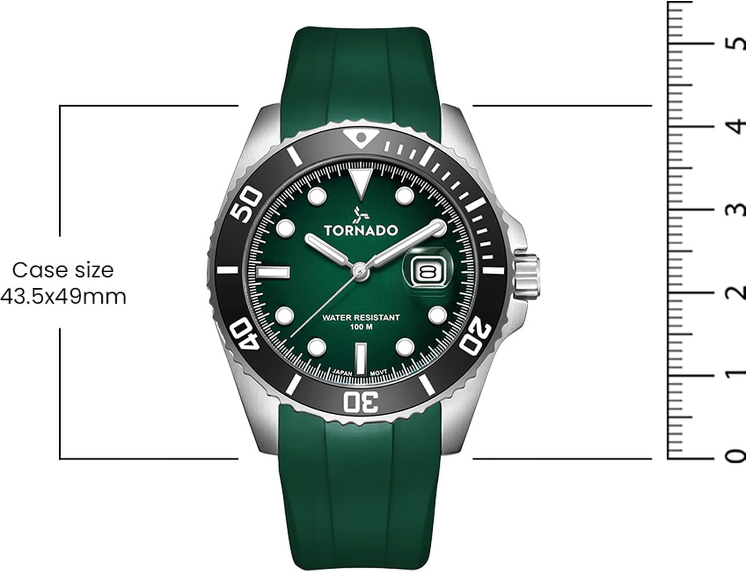 Tornado Lumina Men’s Analog Watch - Silicone Strap, 42mm, 10ATM - T22001