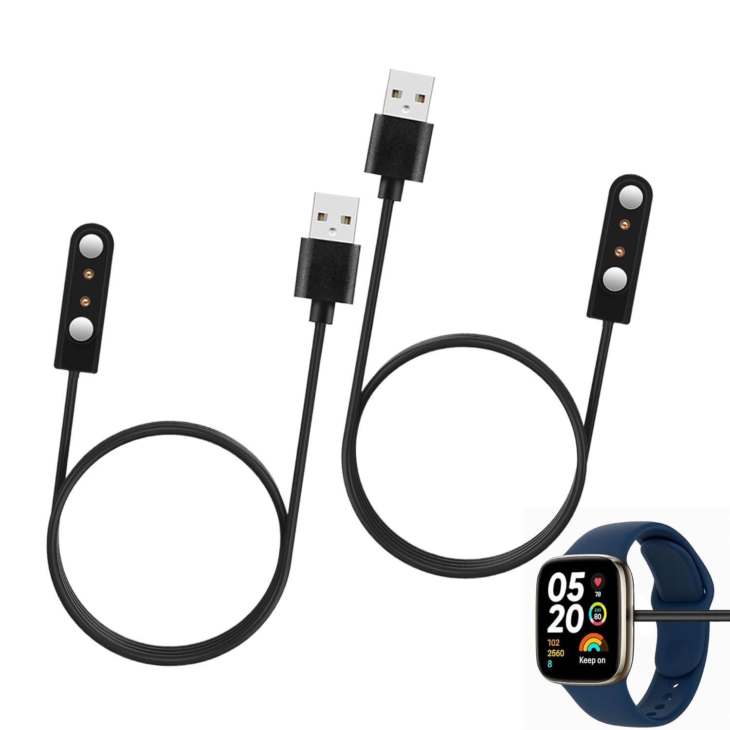 Vierone 2 Pcs Smart Watch Charger 2 Pin Magnetic Charger for Smart Watch 2 Pin 4mm Magnetic Charging… Vierone 2 Pcs Smart Watch Charger 2 Pin Magnetic Charger for Smart Watch 2 Pin 4mm Magnetic Charging…