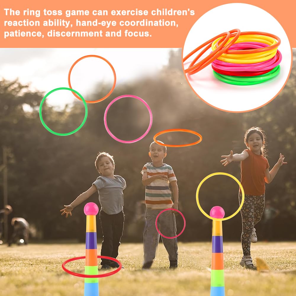 NAROSEBE 15 Pcs Anneaux Plastique pour Jeux, Anneaux de Lancer, Anneaux Jeux Enfants, Jeux d'Anneaux Extérieur, Petit Cerceau Enfant, pour Jeu de Lancer d'Anneaux Fête Carnaval, 5 Couleurs