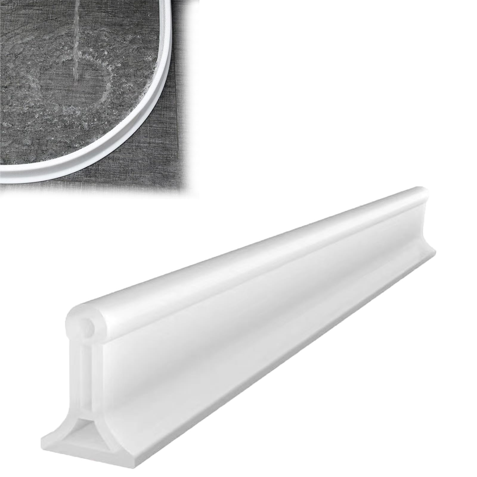 NBSGTXO Shower Tray Sealing Shower Threshold Water Dam Silicone, White Black Grey, 78.7 39.3 Inches(White,1m/39.3in)