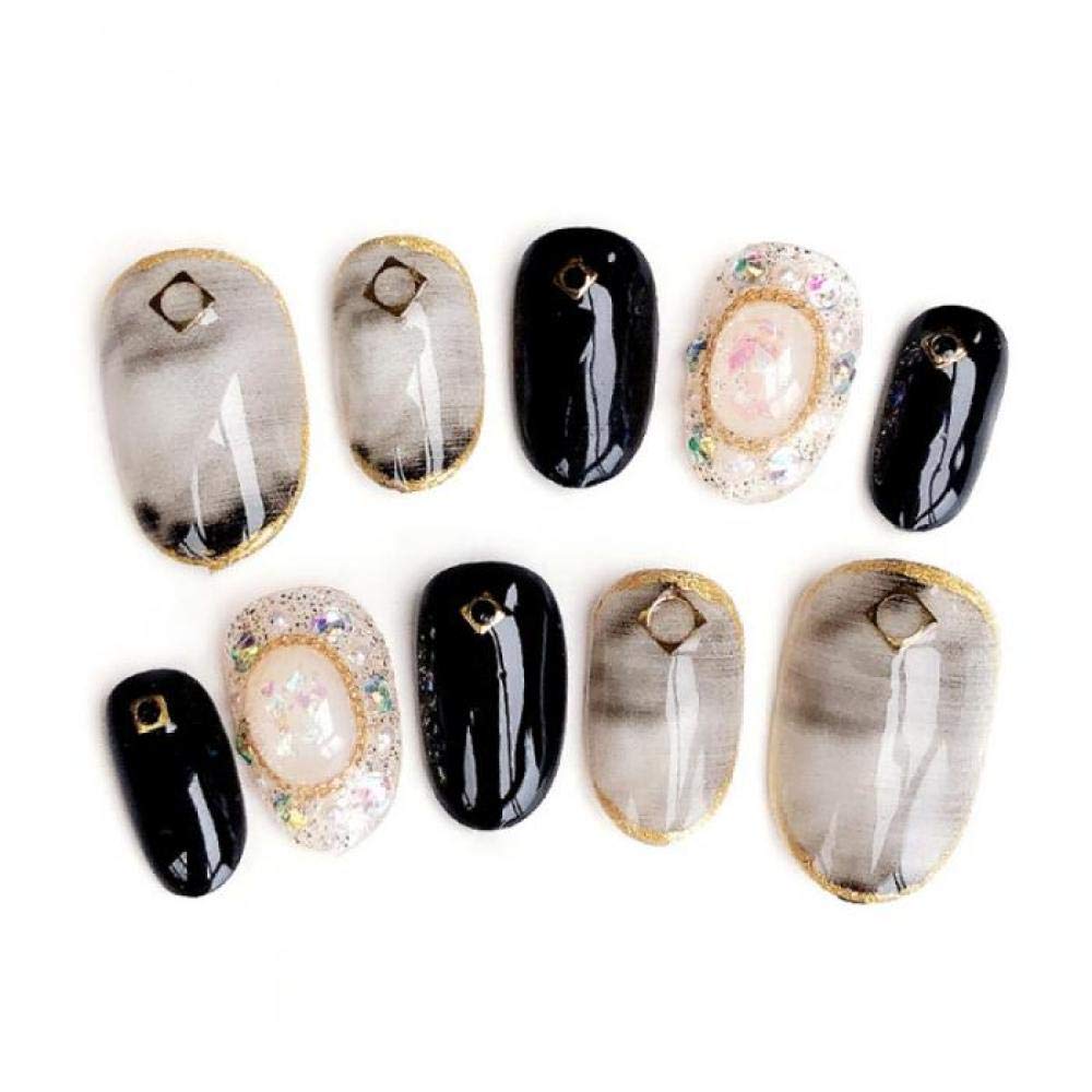 ACiyD Falsche Nägel im koreanischen Stil, runder Kopf, Nagelkunstwerkzeuge mit Kleber, Frauen, Marmor, Glitzer, Kunstperlen, falsche Nagel-Damen, sexy Punk-Stil, künstliche Nägel