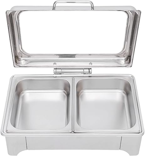 Miniatura 3 de LIYUANJUN Plato eléctrico para rozar, juego de bufé de 9 engranajes, control de temperatura con tapa de vidrio y asa, calentador de alimentos de