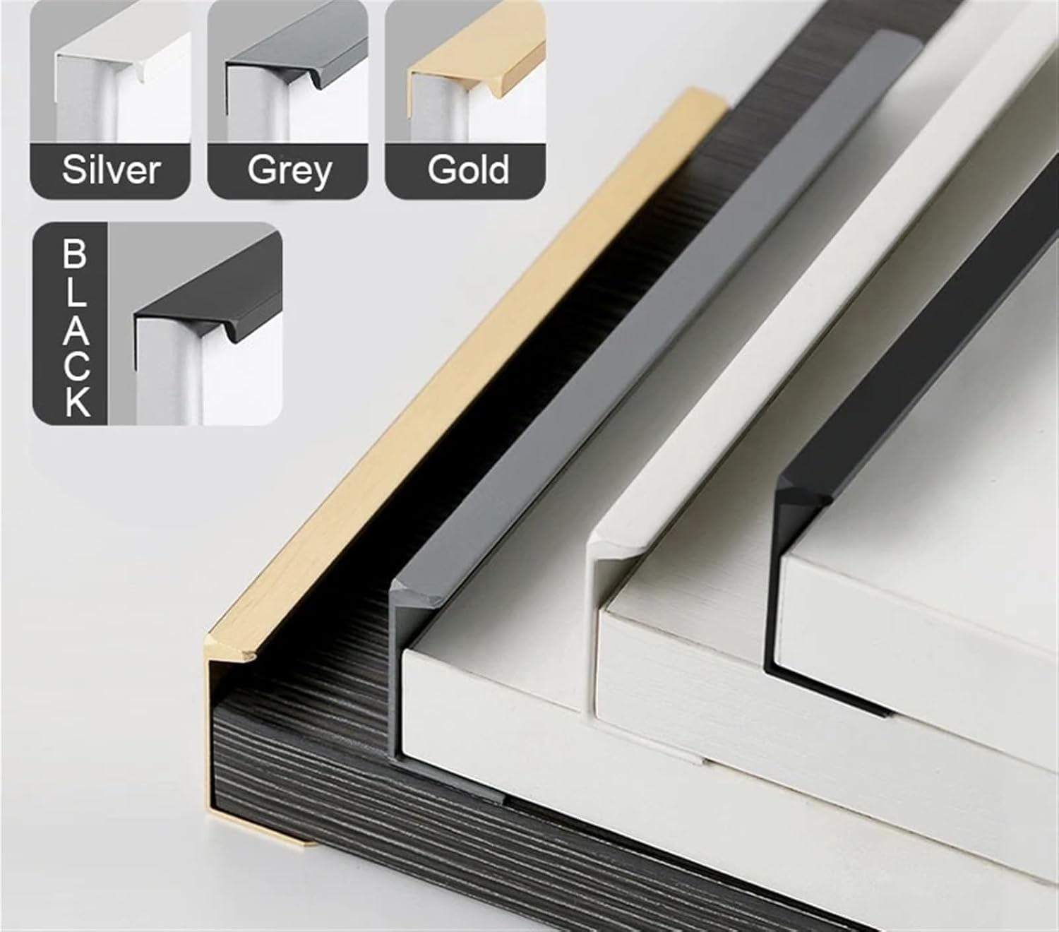 Hidden Handles Long Kitchen Cabinet Pulls Drawer Pulls Aluminum Alloy Furniture Handles Cupboard Wardrobe Pulls 2Pcs(Grey,500MM)