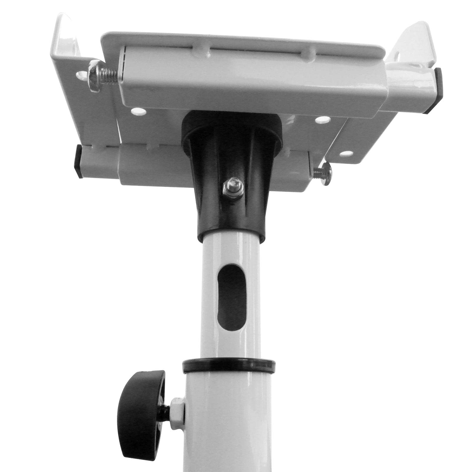Drall Supporto per Altoparlanti da 2 Pezzi Realizzato in Metallo, Supporto per Altoparlante Regolabile in Altezza con Supporto per Cavo Bianco Modello: BS16Wx2