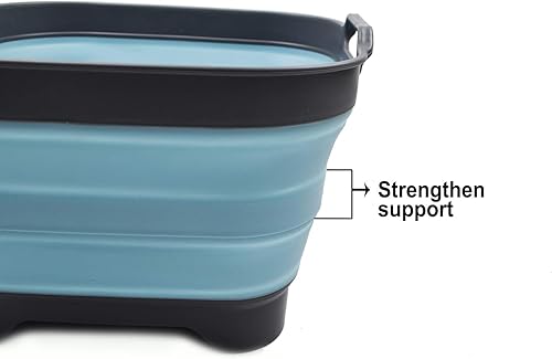 Miniatura 4 de SAMMART Sartén plegable de 10 L (2.64 galones) con tapón de drenaje, lavabo plegable - Tina portátil para lavar platos, bandeja de almacenamiento de