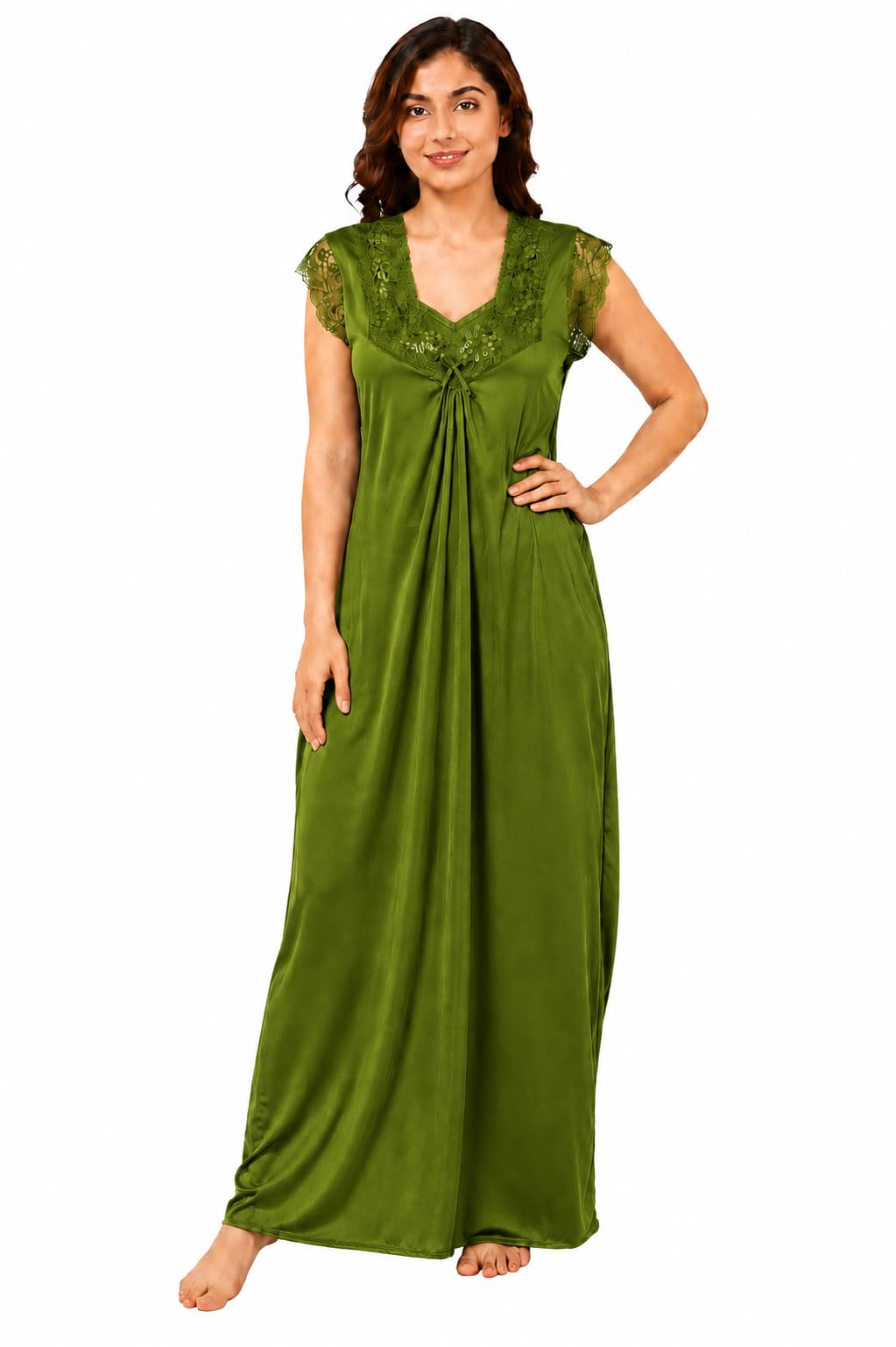 P. P. COLLECTION Women's Sarina Maxi Nighty | Soft Full Length Night Gown with Floral Lace Neckline | Comfortable Night Dress for Women | Lightweight Lounge Wear & Sleepwear--picture-55
