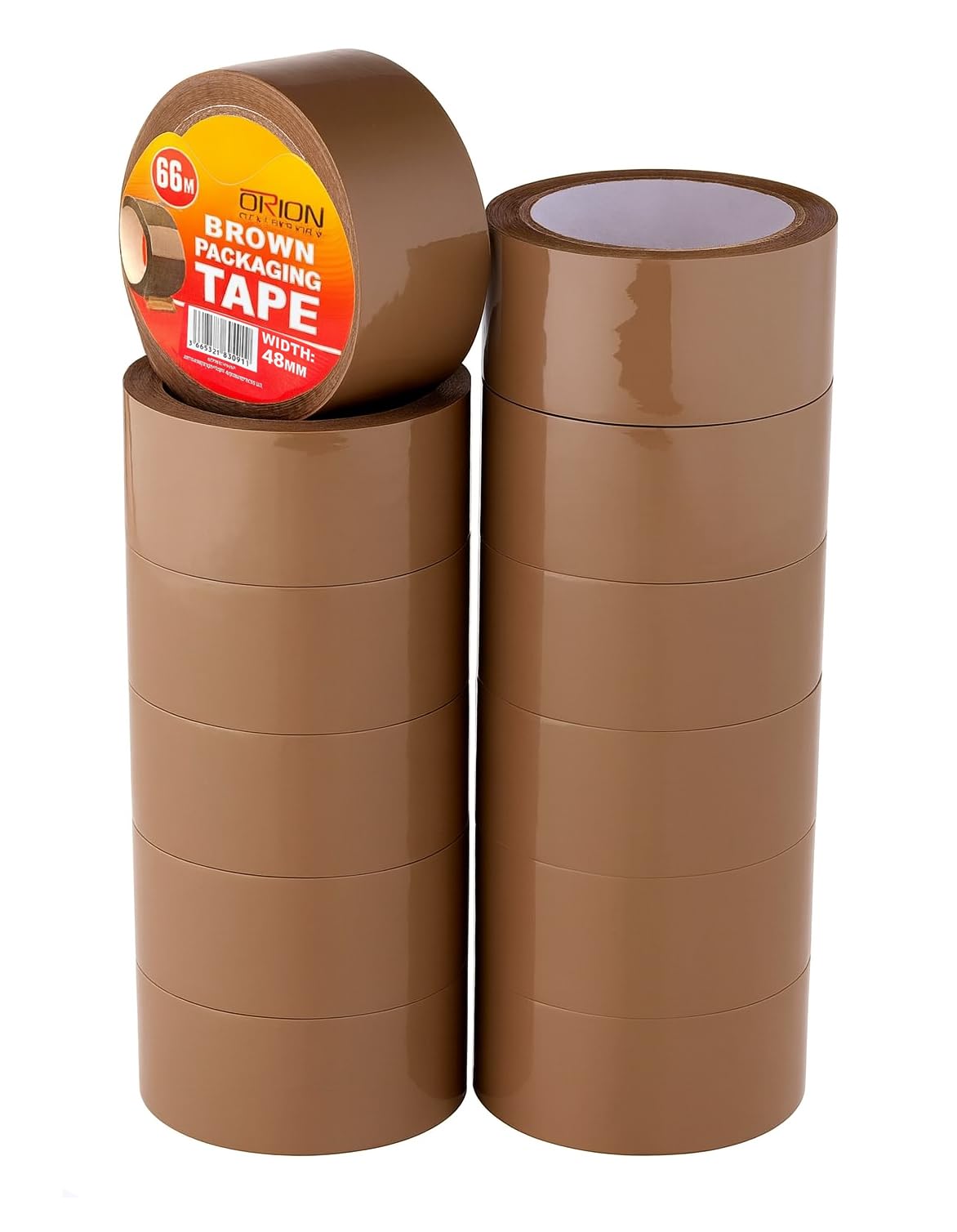 Orion Stationery Brown Packaging Tape | 12 Rolls of 48mm X 66m | Parcel | Strong, Adhesive, Shipping, Moving, Storage Cardboard Boxes, Warehouse Use