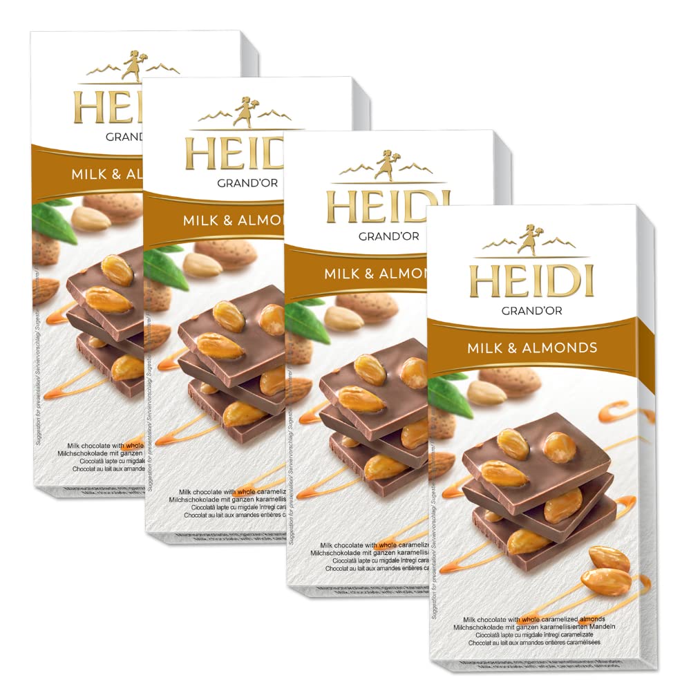 Heidi Almond Dark Chocolate With Whole Caramel Covered Almonds -100g | 100% Veg | Imported | Swiss Bars | Pack of 3