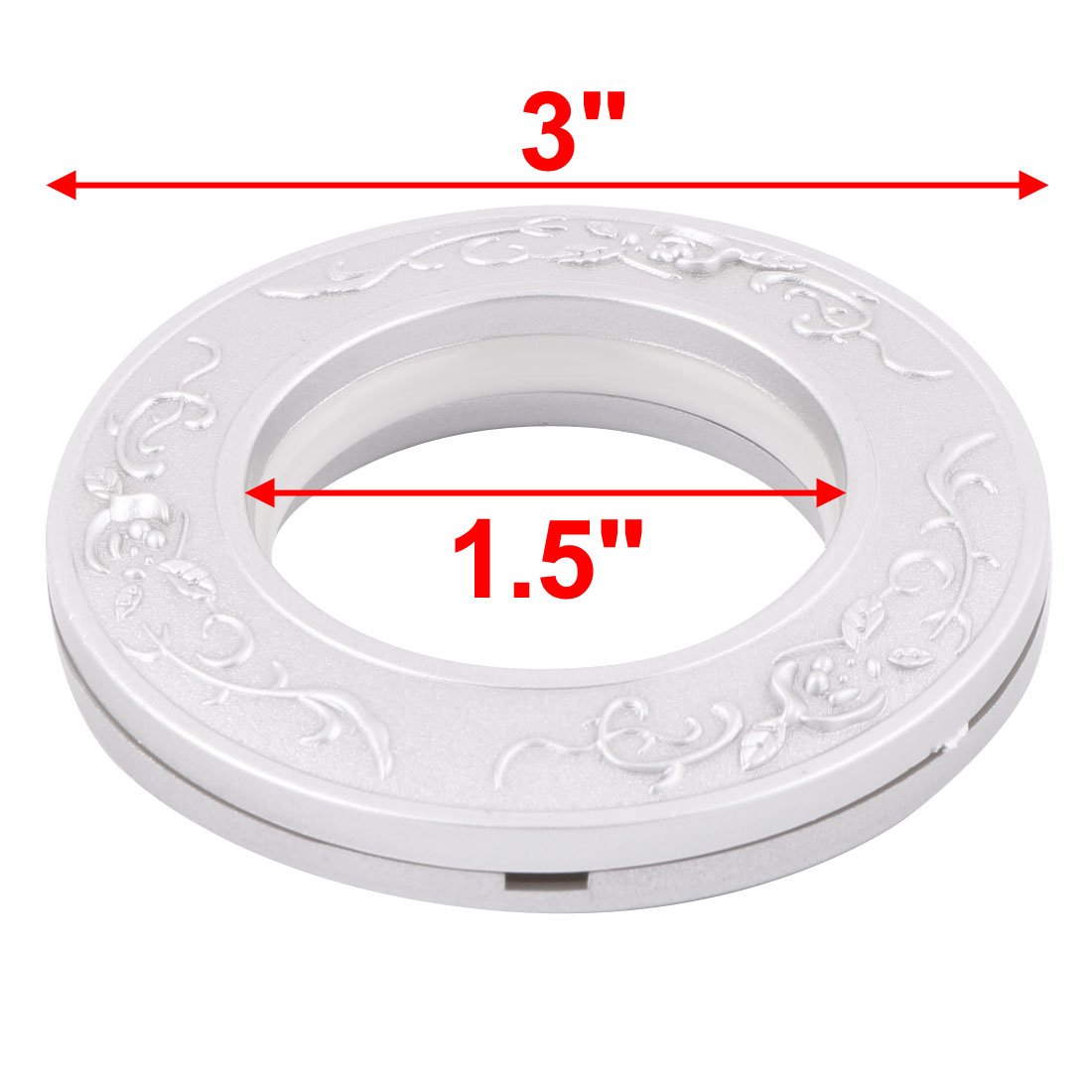 Ruilogod Plastica Home Drapery Anelli per tende A Gommini 39mm Diagramma interno 50 PCS Tono d'argento
