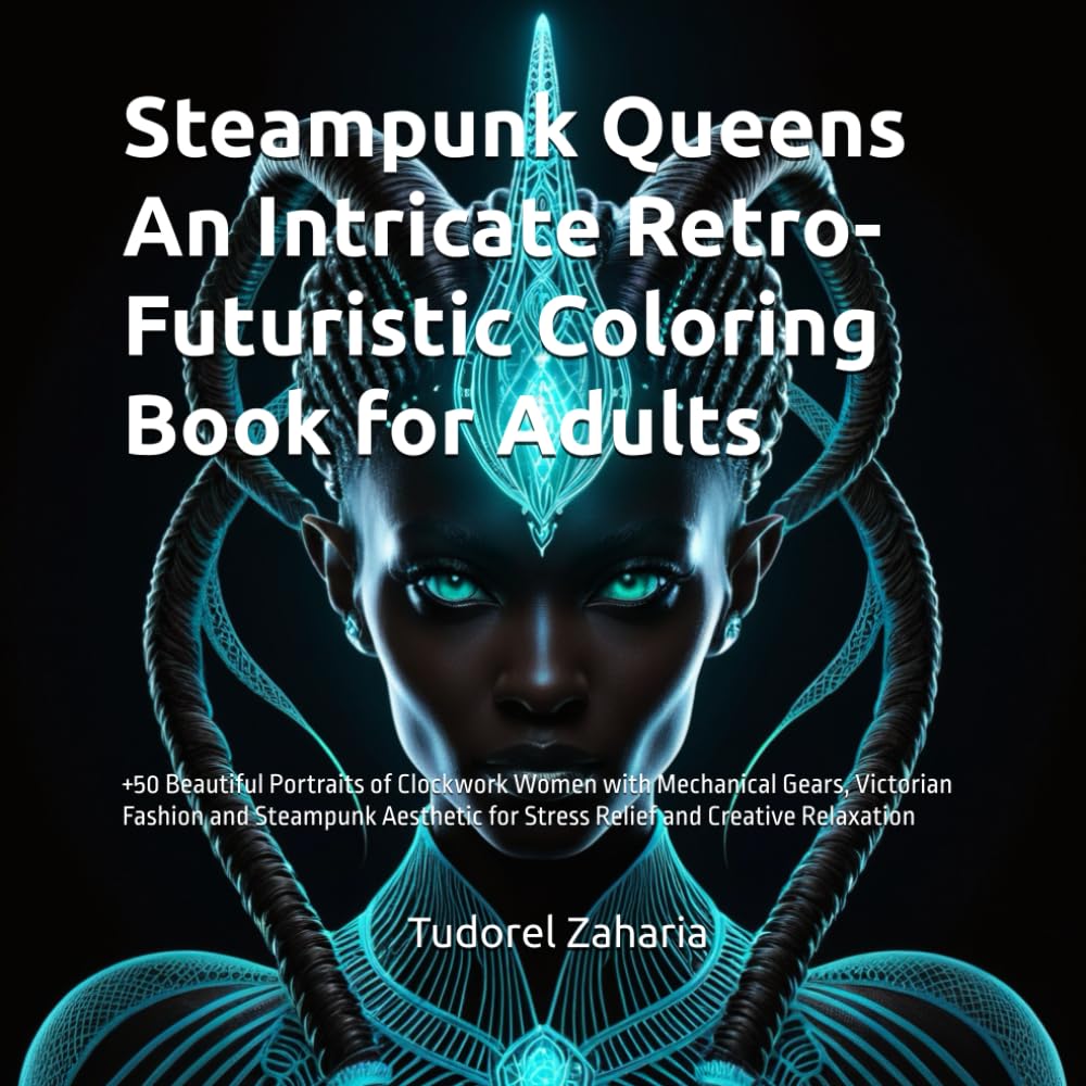 Steampunk Queens An Intricate Retro-Futuristic Coloring Book for Adults: +50 Beautiful Portraits of Clockwork Women with Mechanical Gears, Victorian ... for Stress Relief and Creative Relaxation
