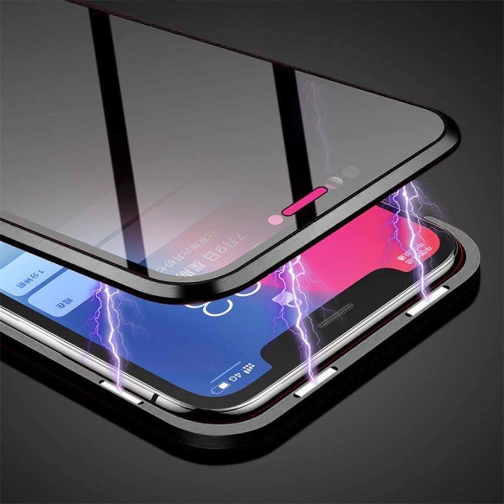 Anti-peep Magnetic Case for iPhone XR, HAPO 6.1 inches Anti-Spy Tempered Glass Phone Cases Cover,Anti Peeping Adsorption Privacy Screen Protector (