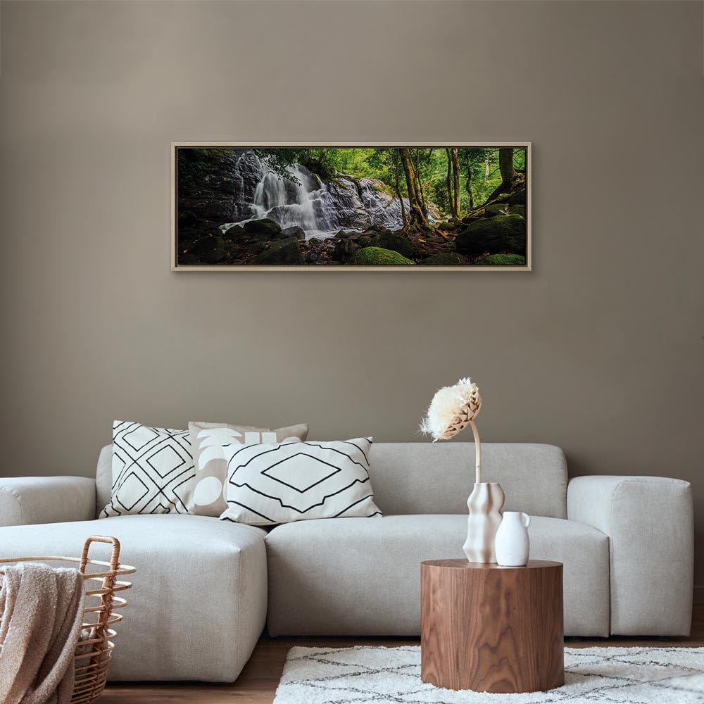 murando - Akustikbild Akustikbild Grüner Bach, 150x50 cm, 1-teilig, Büro