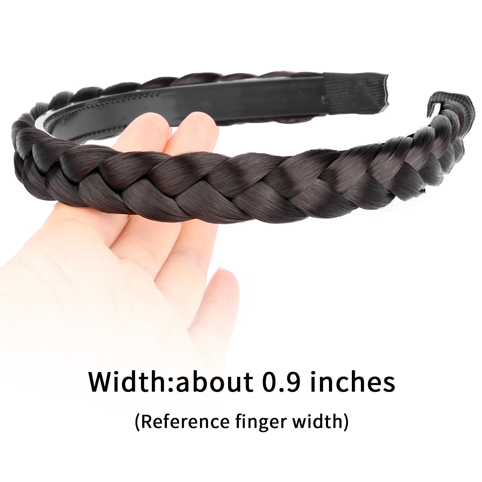 Gledola Braided Headband With Teeth Braids Hairband With Tooth Synthetic Hair Band Plaited Hairband For Women (Dark Brunette) - Image 3
