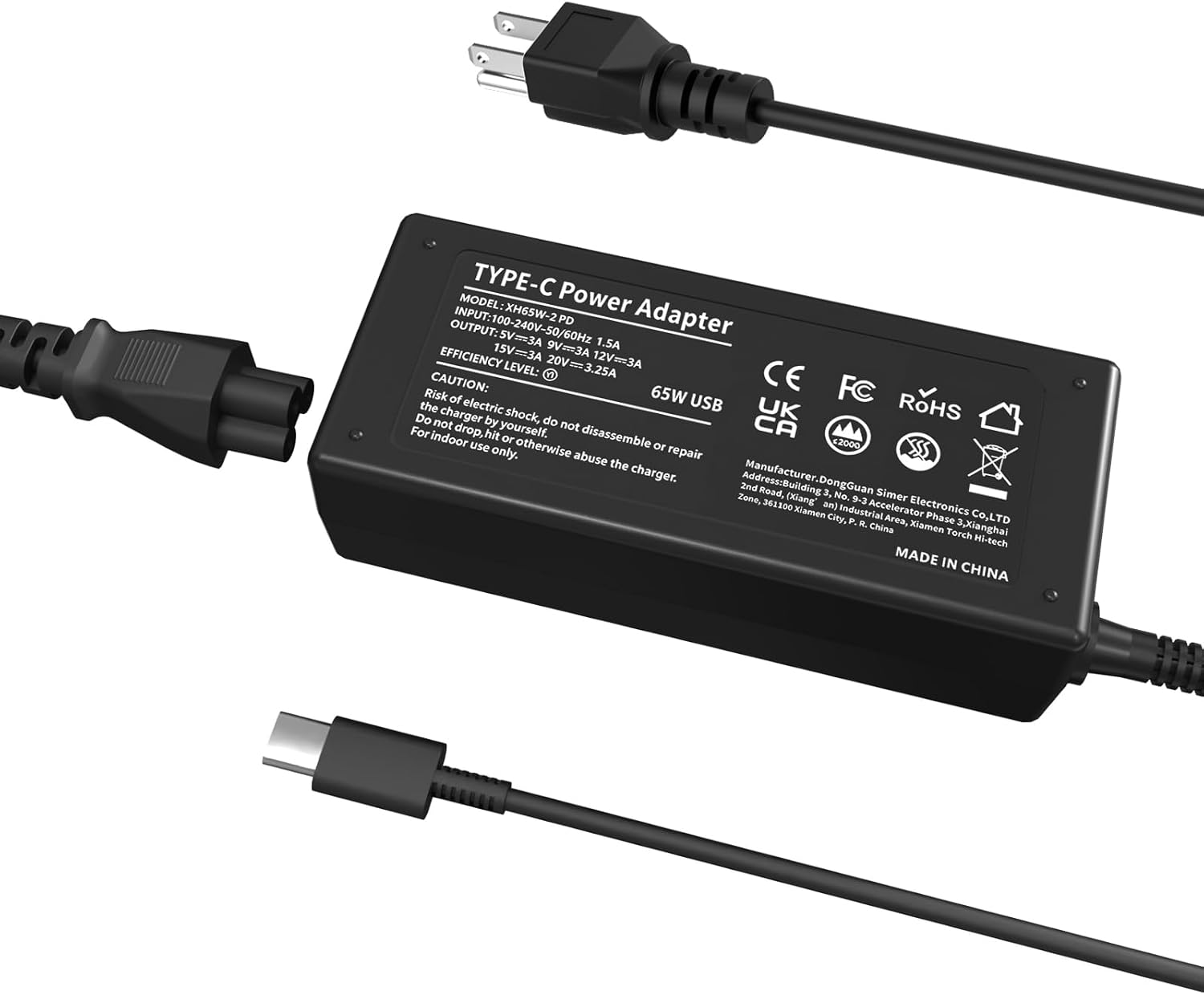 65W USB C Laptop Charger Compatible with Lenovo Dell HP - Thinkpad T14 T15 E14 E15 X1 Carbon X13 Yoga, Asus Acer Samsung LG Gram,45W Type C Chromebook AC Adapter Power Cord