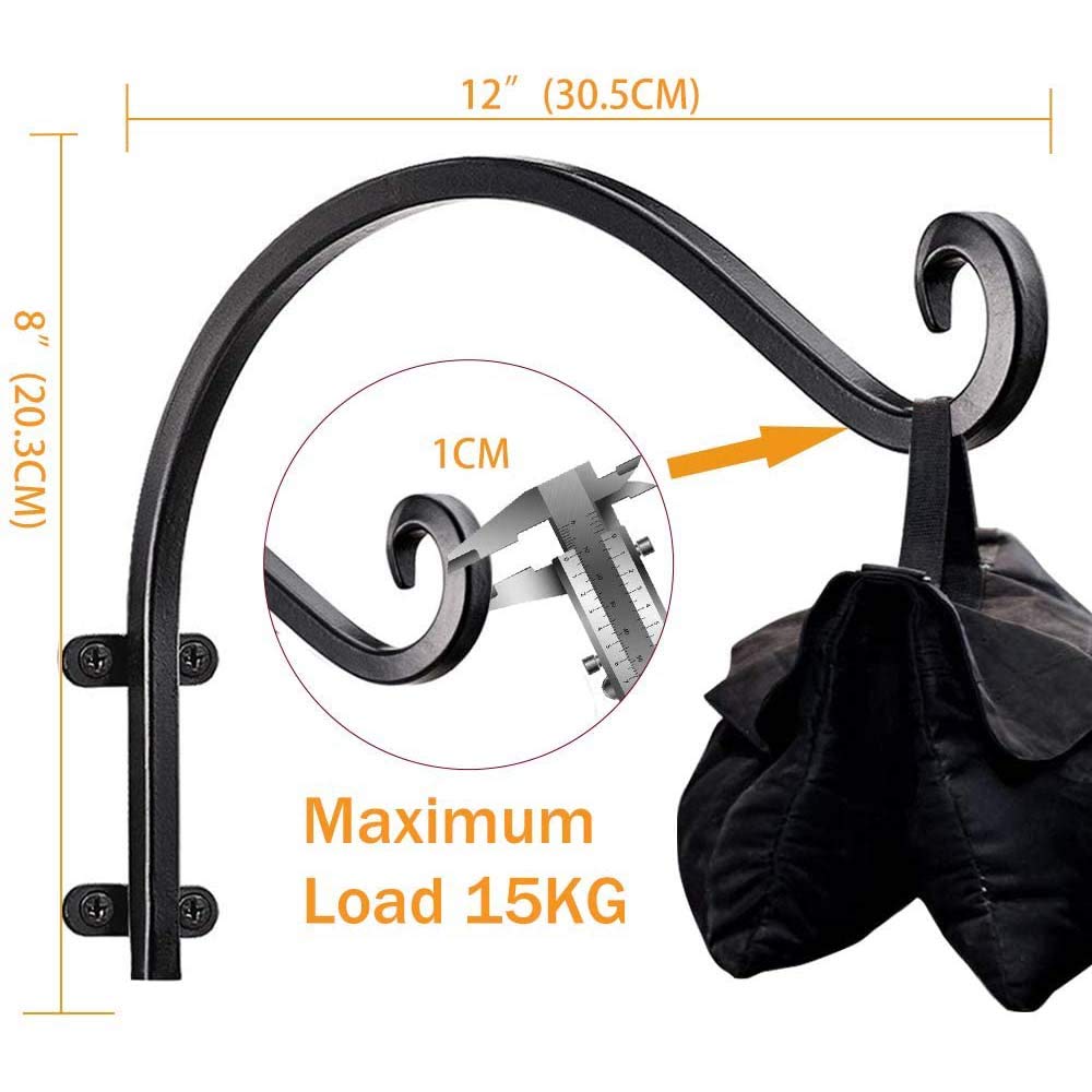 Hangmandje beugels, metalen planthaak buiten tuin zware dienst muur haak voor lantaarns smeedijzeren beugel voor plantenbloem Hanger vogel voederhek