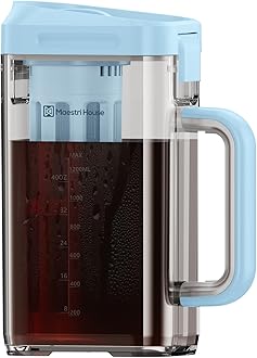 Maestri House Cold Brew Coffee Maker, 40oz Iced Tea and Coffee Maker Brewer Space Saving Tritan Pitcher, 350 Mesh Filter, 100% Leak-Proof