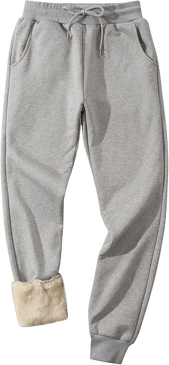 Flygo Men's Fleece Lined Sherpa Sweatpants Winter Warm Pants Jogger Lounge Athletic Pant with Pockets