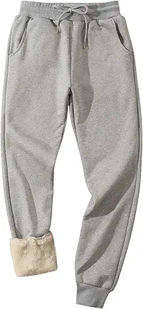Flygo Men's Fleece Lined Sherpa Sweatpants Winter Warm Pants Jogger Lounge Athletic Pant with Pockets