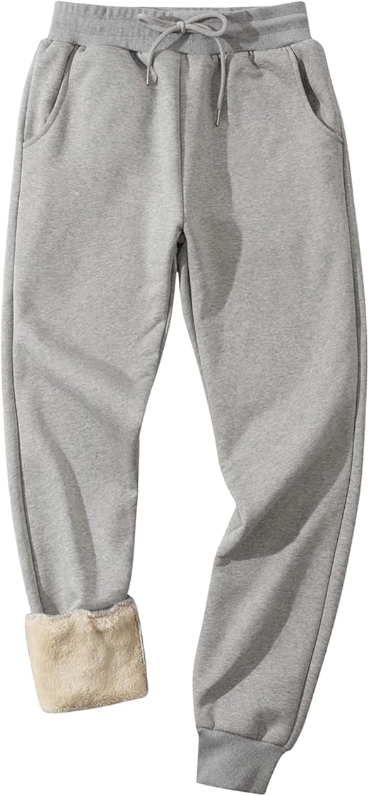 Flygo Men's Fleece Lined Sherpa Sweatpants Winter Warm Pants Jogger Lounge Athletic Pant with Pockets