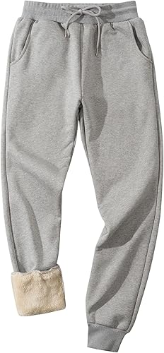 Flygo Men's Fleece Lined Sherpa Sweatpants Winter Warm Pants Jogger Lounge Athletic Pant with Pockets