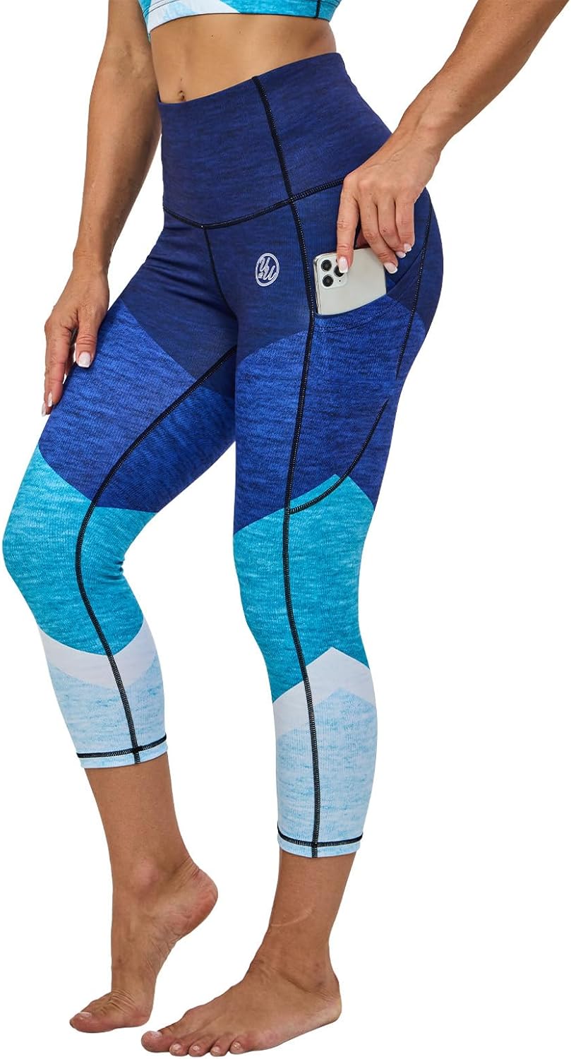 UIUO-UIPEU High Waisted Leggings for Women Tummy Control Yoga Pants with Pockets Workout Compression 7/8 Leggings - Image 4