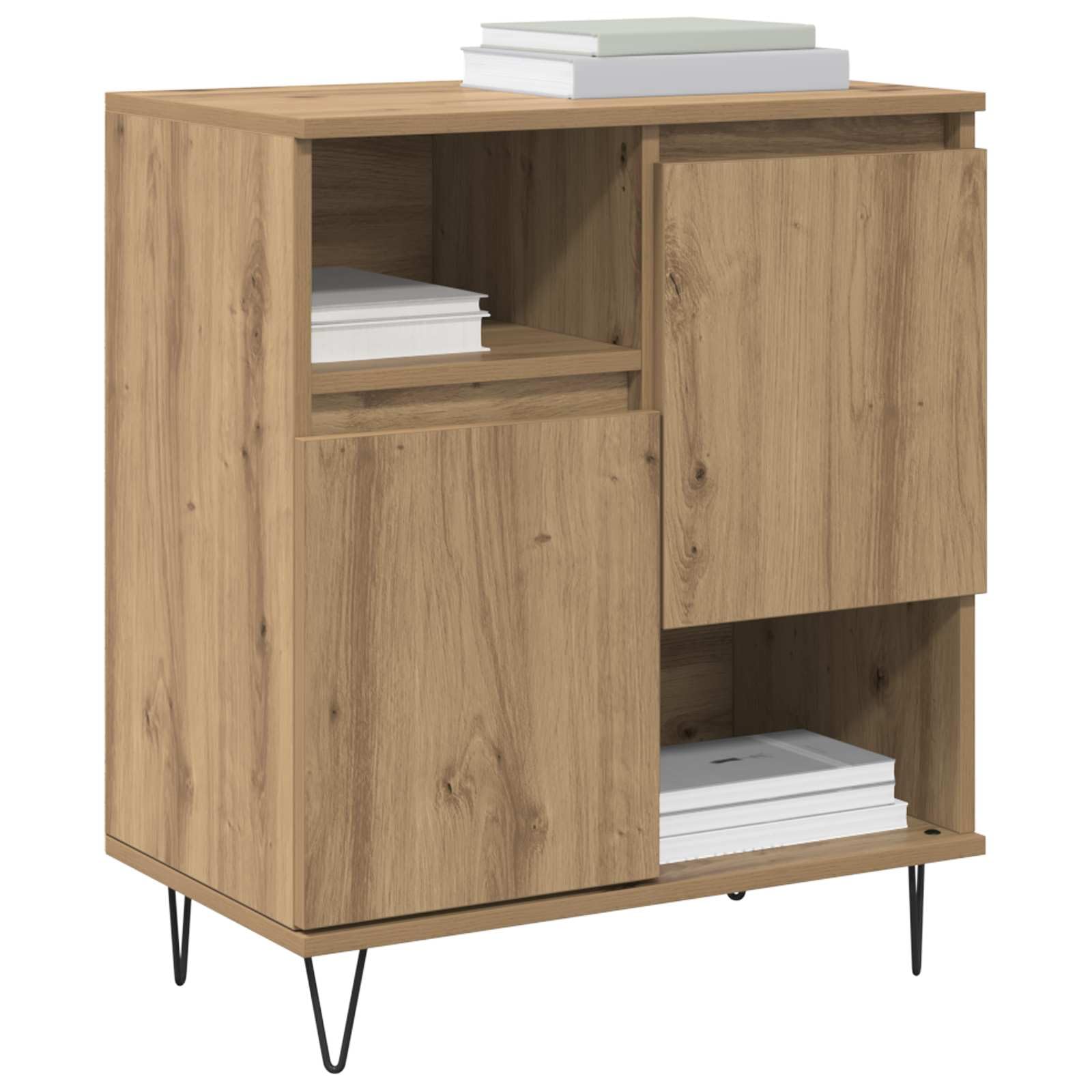 Générique Bufet 2 sztuki z drewna inżynieryjnego, nowoczesna prostokątna szafka do przechowywania 60x35x70 cm, meble do salonu lub jadalni z przestronnymi przegródkami, czysty design i montaż