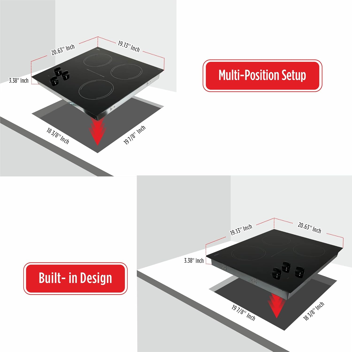 Summit 22" 3 Burner Electric Cooktop. 230 Volt Radiant Cooktop, ADA Compliant, Black- CR3240