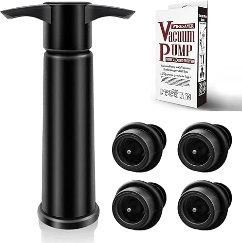Wine Saver Pump with 4 Vacuum Wine Stoppers, Wine Bottle