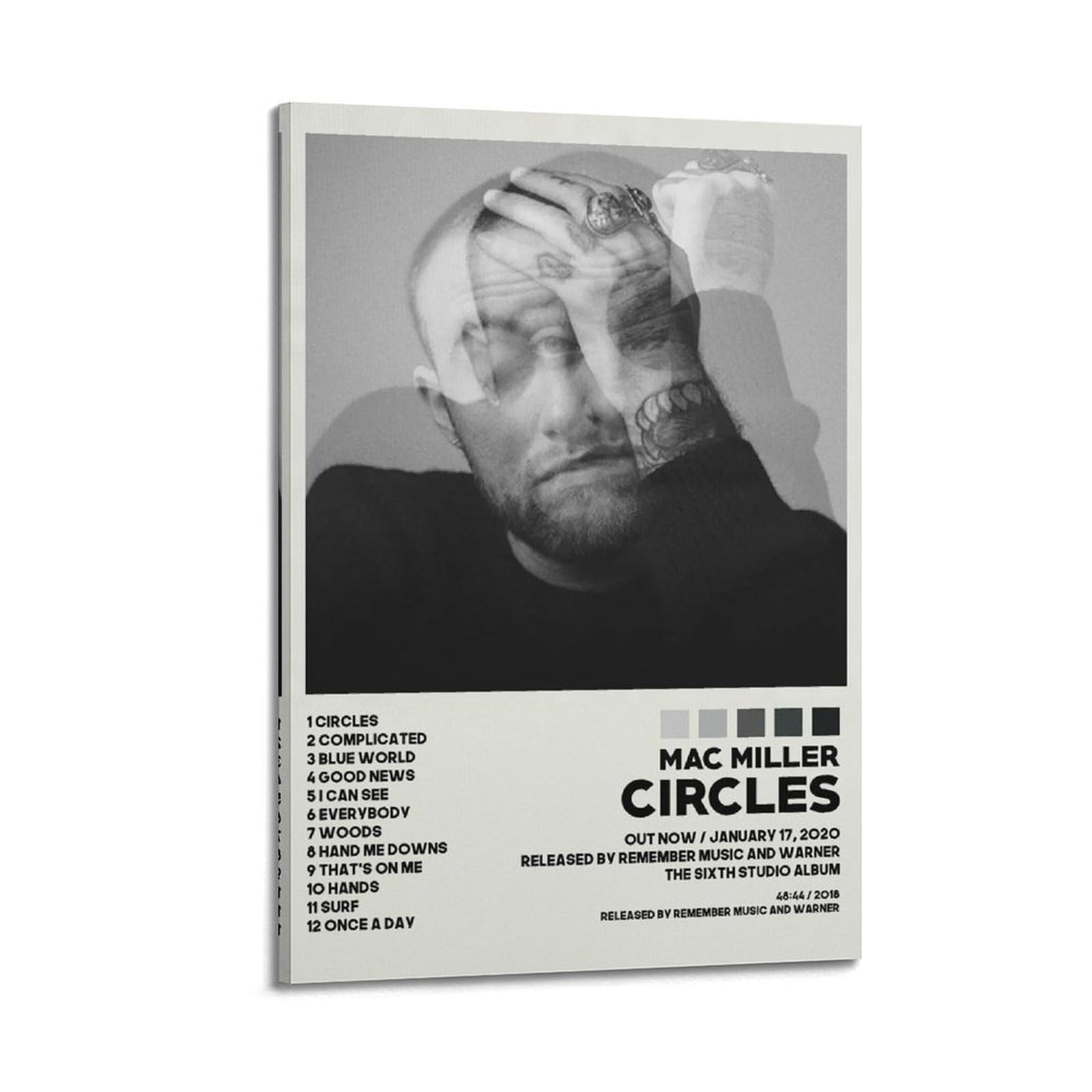 FDRPMHC Mac Miller Posters Circles Album Cover Canvas Wall Art Decor Living Room Modern Family Bedroom 08x12inch(20x30cm) Frame-style