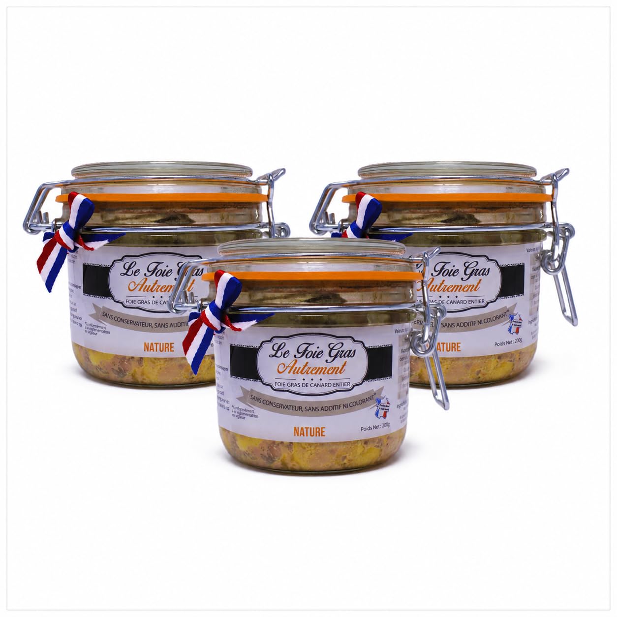 Trío Gourmet de Foie Gras de Pato Entero Natural 3 × 400 g – Relais Gourmet | Artesanal del Suroeste de Francia | Sin Conservantes, Aditivos ni Colorantes | Reuniones, Familia y Regalos