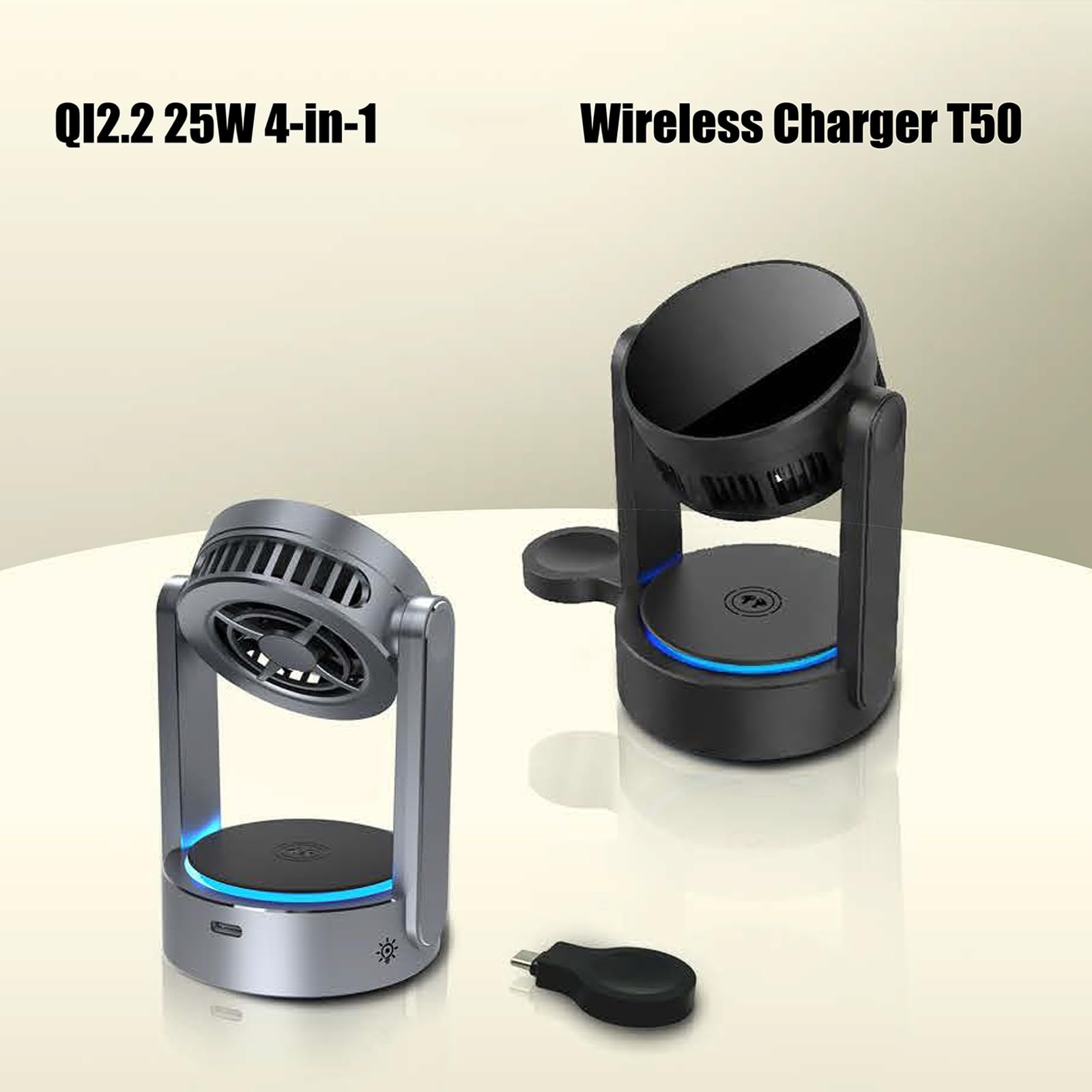 3 in 1 Desktop Charging Pad Stand per Telefono Orologio Auricolari Ricarica Rapida con Indicatori LED Desktop Pad