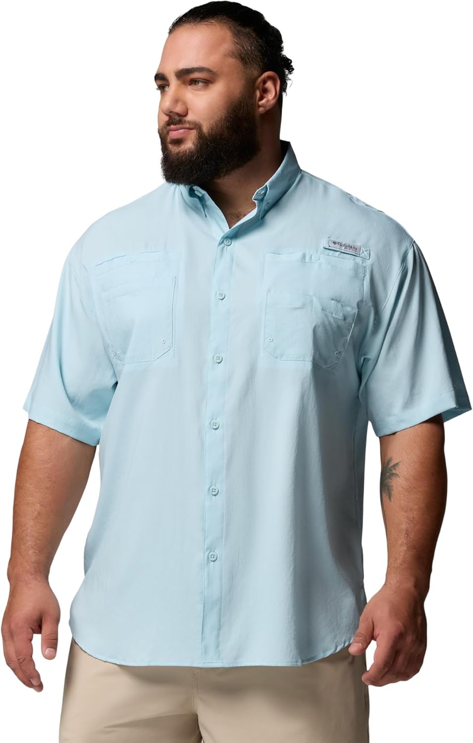 Columbia Men's PFG Tamiami II Short Sleeve Fishing Shirt, Marine Light, Large