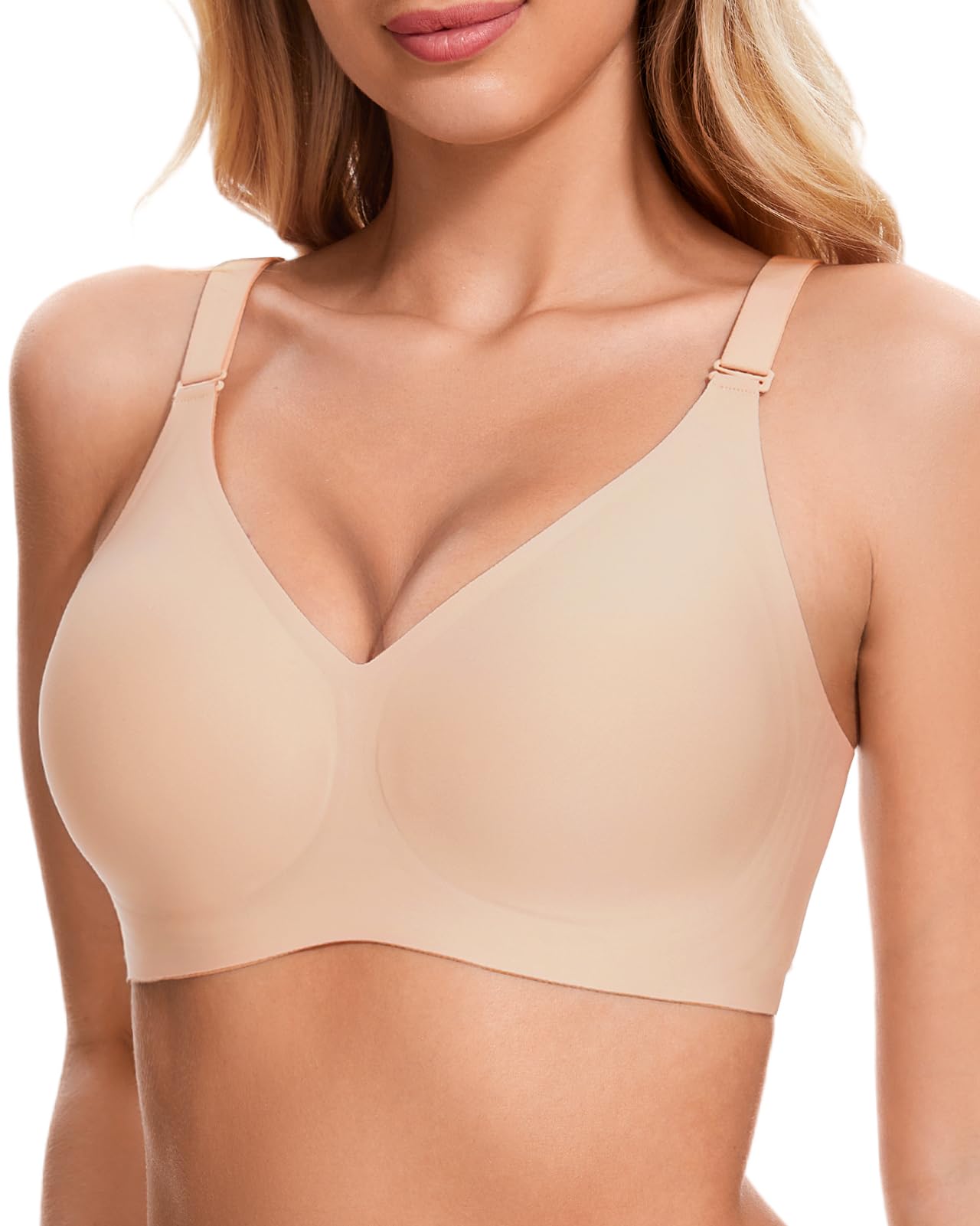 Deep V Petal Bras for Women No Underwire Soft Wireless Bras Comfort Seamless Bralettes with Extender