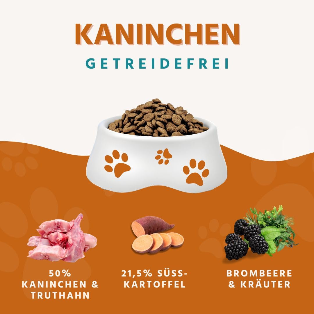 Wildfang® Karma Sucha dla Psa Dorosłego 6 kg – Premium karma dla psa z królikiem, bez zbóż i glutenu, naturalne składniki, bez dodatku cukru, dla psów dorosłych i seniorów – Opakowanie 2 szt.