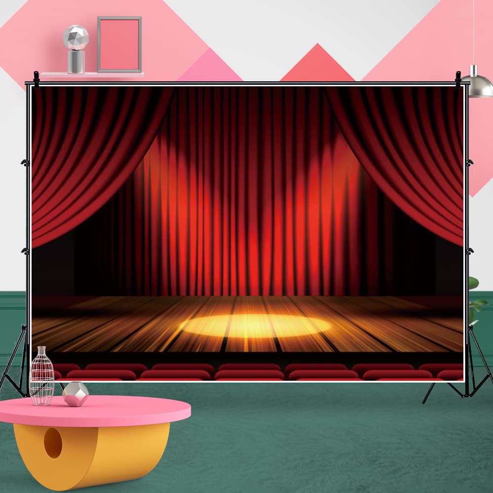 Amazon | 5x3フィート 劇場ステージ インテリア 背景幕 ステージライト