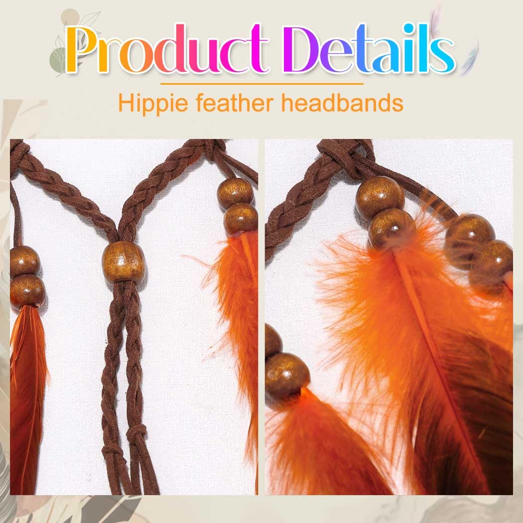 BARTOSI Boho Feather Headbands Hippie Headband Indian Headdress Hair Accessories for Women - Image 4