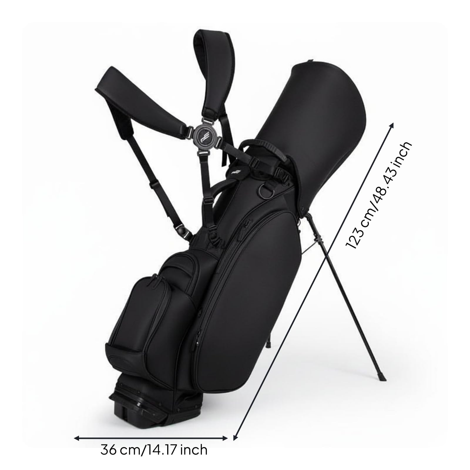 Borsa da Golf Stand Leggera Borsa Porta Mazze Sacca da Golf Custodia Mazze in Pelle Pu Opaca con Tasca Isolata E Portaccessori Adatta a Percorso Par 3, Nero