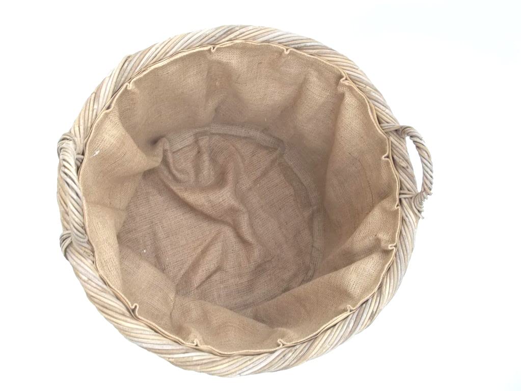Kaminkorb, Holzkorb, Erntekorb, Kartoffelkorb aus Rattan, beige-braun-grau