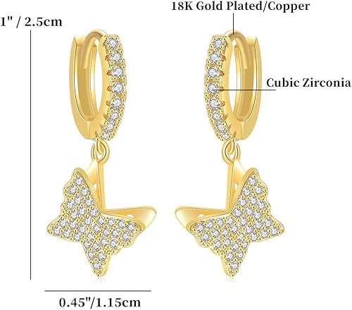 Miniatura 6 de Aretes chapados en oro de 18 quilates con diseño de rayo, aretes colgantes de oro punk con diamantes de relámpago, aretes colgantes de circonita