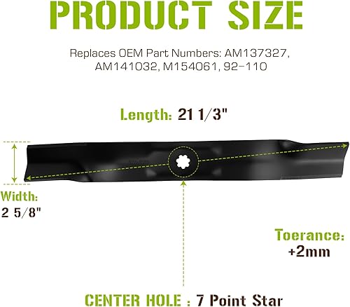 Miniatura 2 de Cuchilla de cortacésped reemplaza AM137327 AM141032 compatible con John Deere 42 pulgadas Deck X300 LT160 LT180 SST15 SST16 M154061 2 paquete de 2