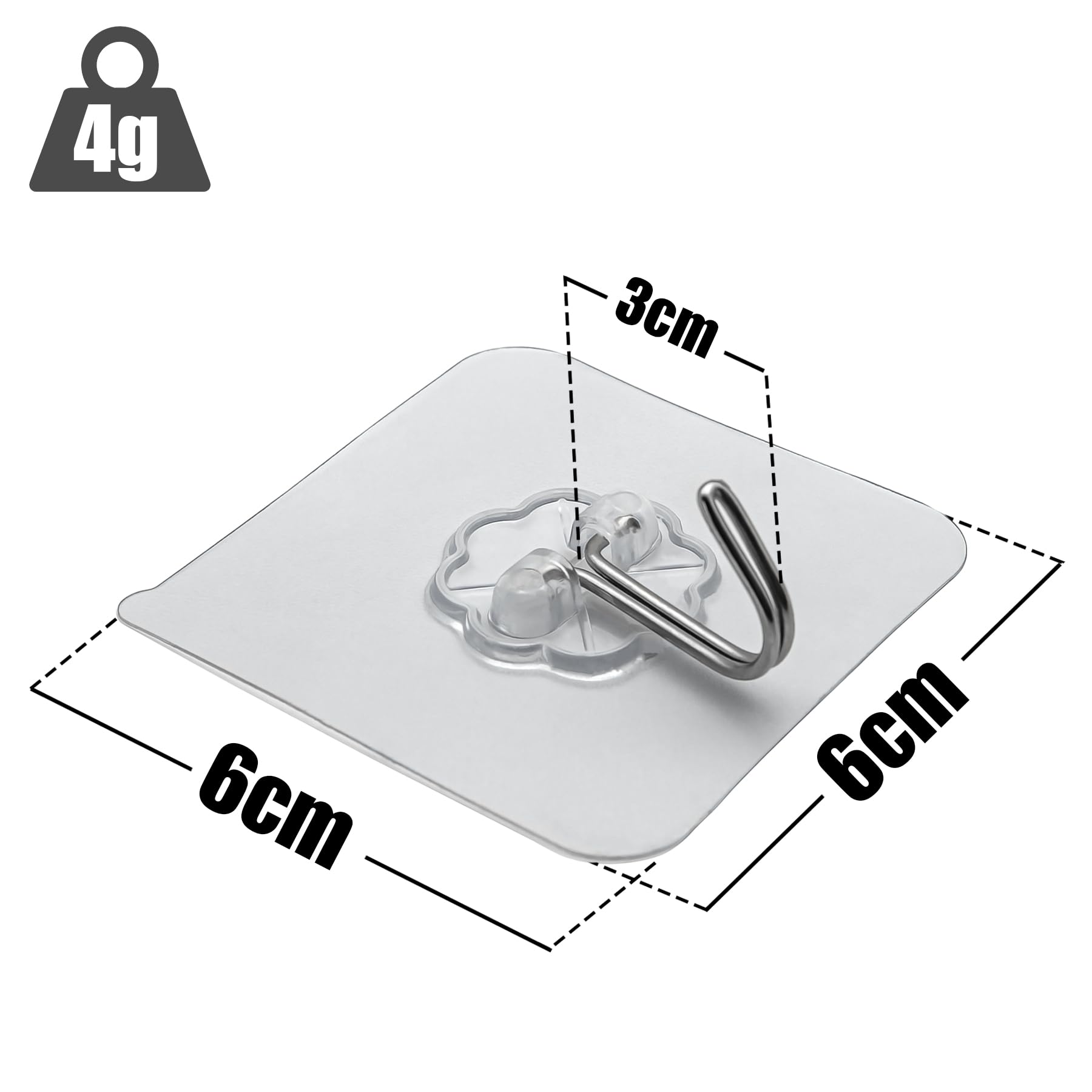 Leikedun 20 Stück Haken Selbstklebend Transparent Ohne Bohren (max 20